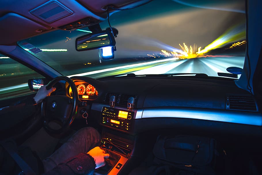 driving motion blur night
